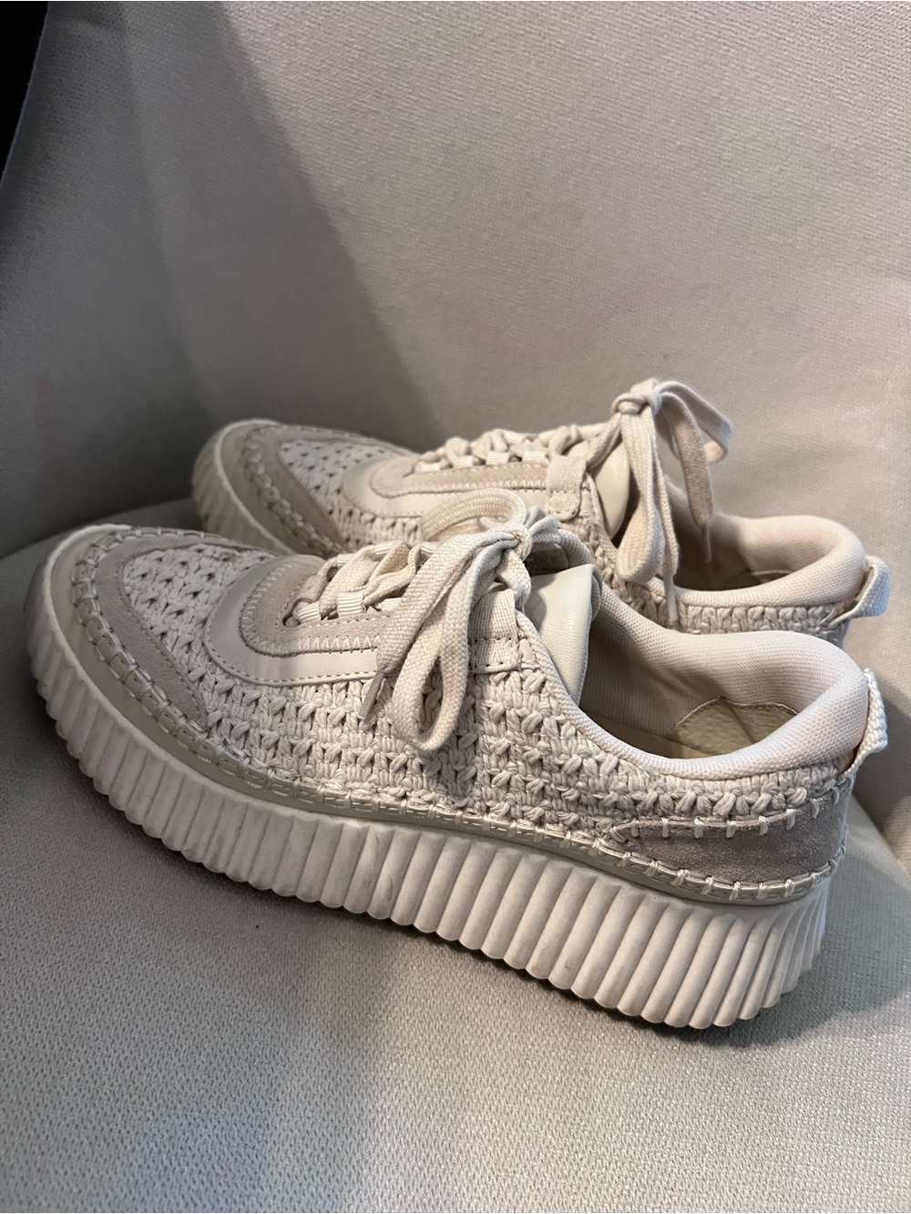 Dolce Vita Cream Woven Platform Sneakers